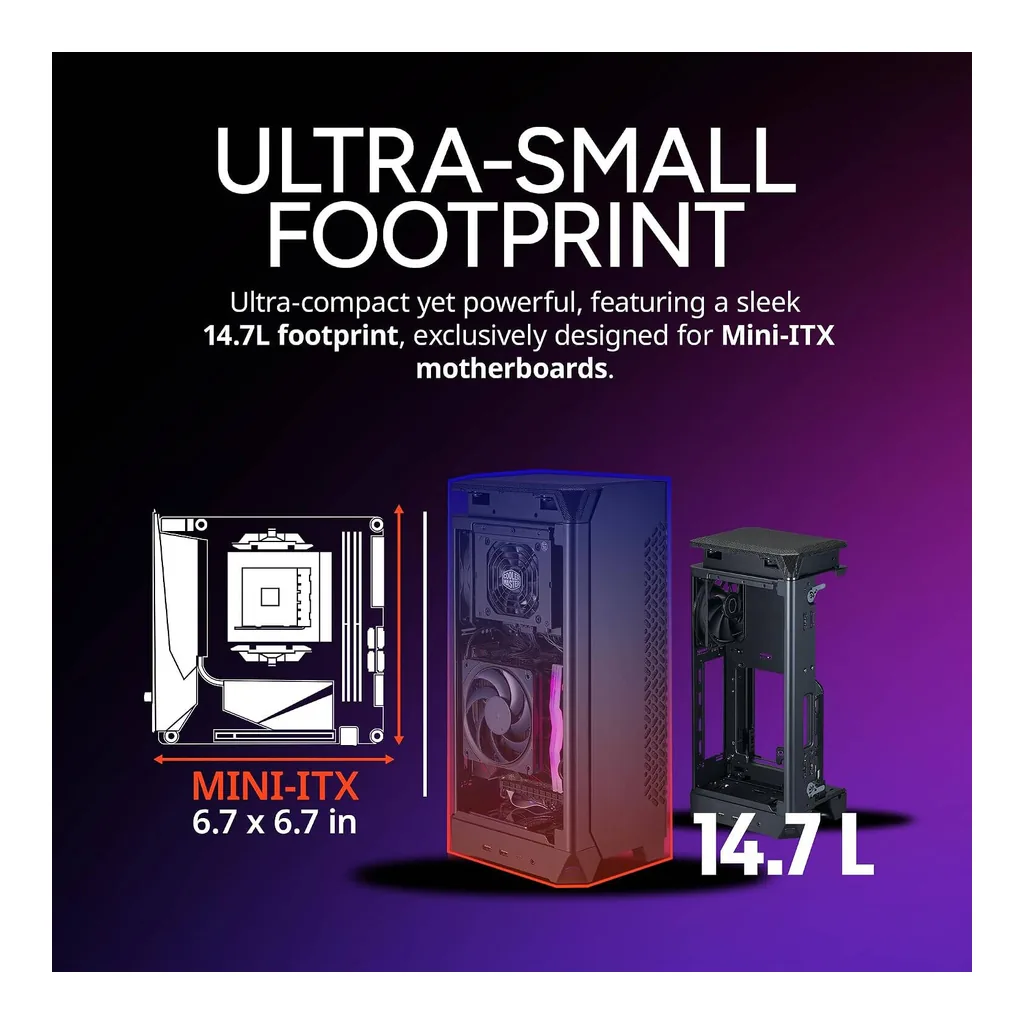 Cooler Master NCORE 100 AIR Mini ITX Computer Case, 2x CS120 Pre-Installed Fan, 336mm length Graphics Support, Side Panels Dust Filters, White | NR100-WNNN-S00 – Gallery image 1 Cooler Master NCORE 100 AIR Mini ITX Computer Case, 2x CS120 Pre-Installed Fan, 336mm length Graphics Support, Side Panels Dust Filters, White | NR100-WNNN-S00 – Gallery image 1