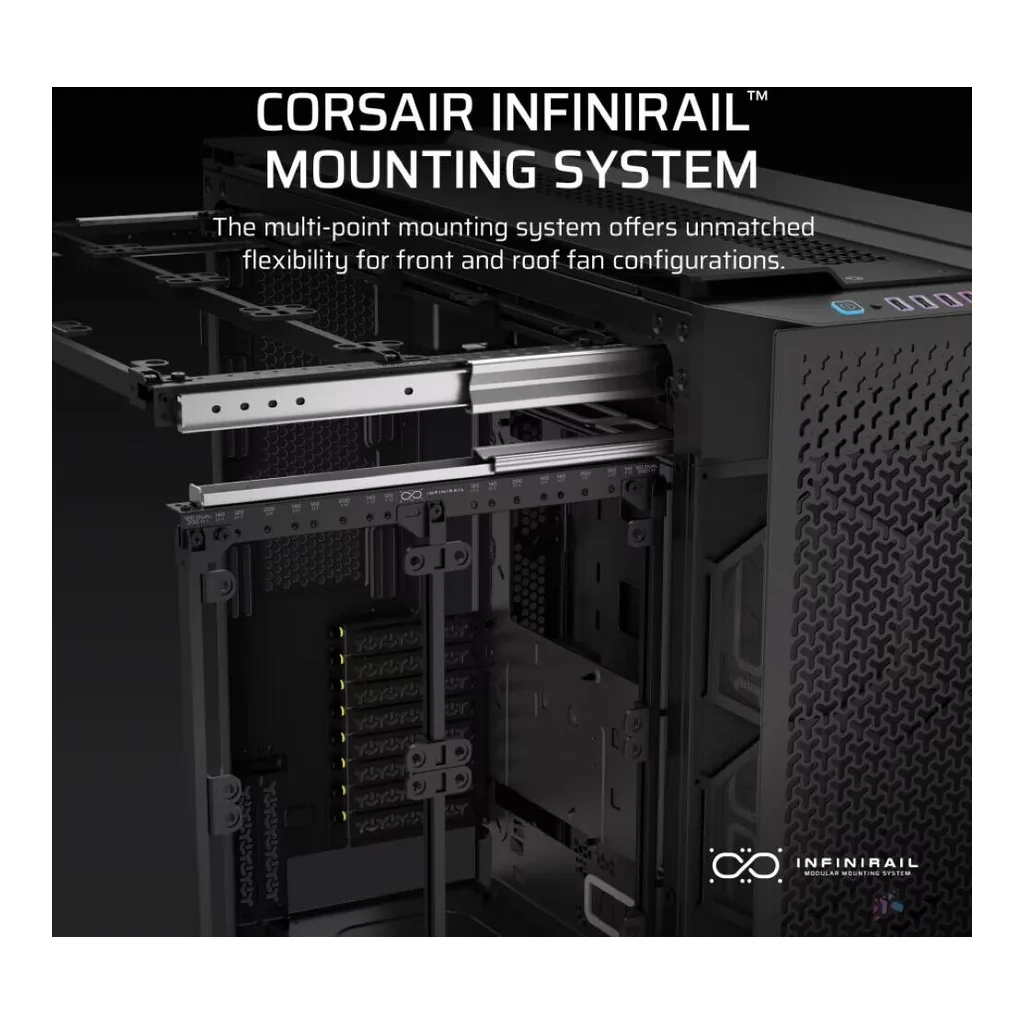 CORSAIR iCUE LINK 9000D RGB AIRFLOW Super Full-Tower PC Case, Up To 18x120mm Fans And 480mm Radiators, High-airflow, 4xUSB 3.2 Type-A, 2xUSB 3.2 Type-C, Audio Out, Black | CC-9011273-WW – Gallery image 8 CORSAIR iCUE LINK 9000D RGB AIRFLOW Super Full-Tower PC Case, Up To 18x120mm Fans And 480mm Radiators, High-airflow, 4xUSB 3.2 Type-A, 2xUSB 3.2 Type-C, Audio Out, Black | CC-9011273-WW – Gallery image 8