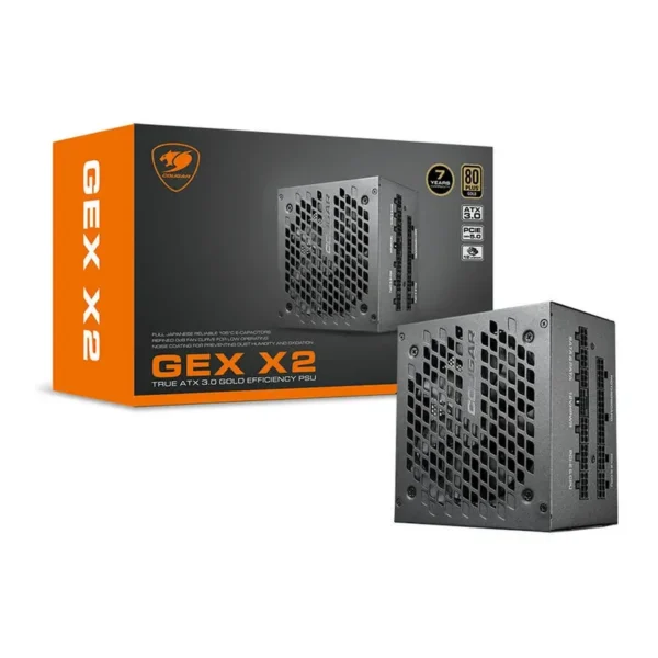 Cougar GEX X2 1000 Fully Modular Power Supply, 80 Plus Gold Efficiency, 1000W Output Power, Zero Fan Noise Mode, Fan Curve Tuning, Durable HDB Fan, 12VHPWR Connector, Black | 31GT100009P01 – Main image Cougar GEX X2 1000 Fully Modular Power Supply, 80 Plus Gold Efficiency, 1000W Output Power, Zero Fan Noise Mode, Fan Curve Tuning, Durable HDB Fan, 12VHPWR Connector, Black | 31GT100009P01 – Main image