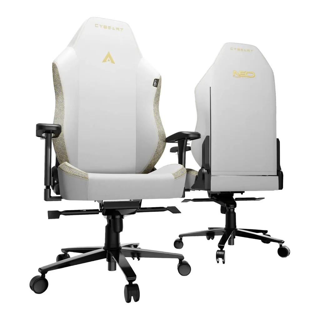 Cybeart NEO Series Lunar Edition Gaming Chair, Supreme PU Leather, Memory Foam Lumbar Pillow, 60mm Caster Wheels, 4D Armrest, Inbuilt Lumbar Arch, 150Kg Max Weight, Lunar – Gallery image 2 Cybeart NEO Series Lunar Edition Gaming Chair, Supreme PU Leather, Memory Foam Lumbar Pillow, 60mm Caster Wheels, 4D Armrest, Inbuilt Lumbar Arch, 150Kg Max Weight, Lunar – Gallery image 2