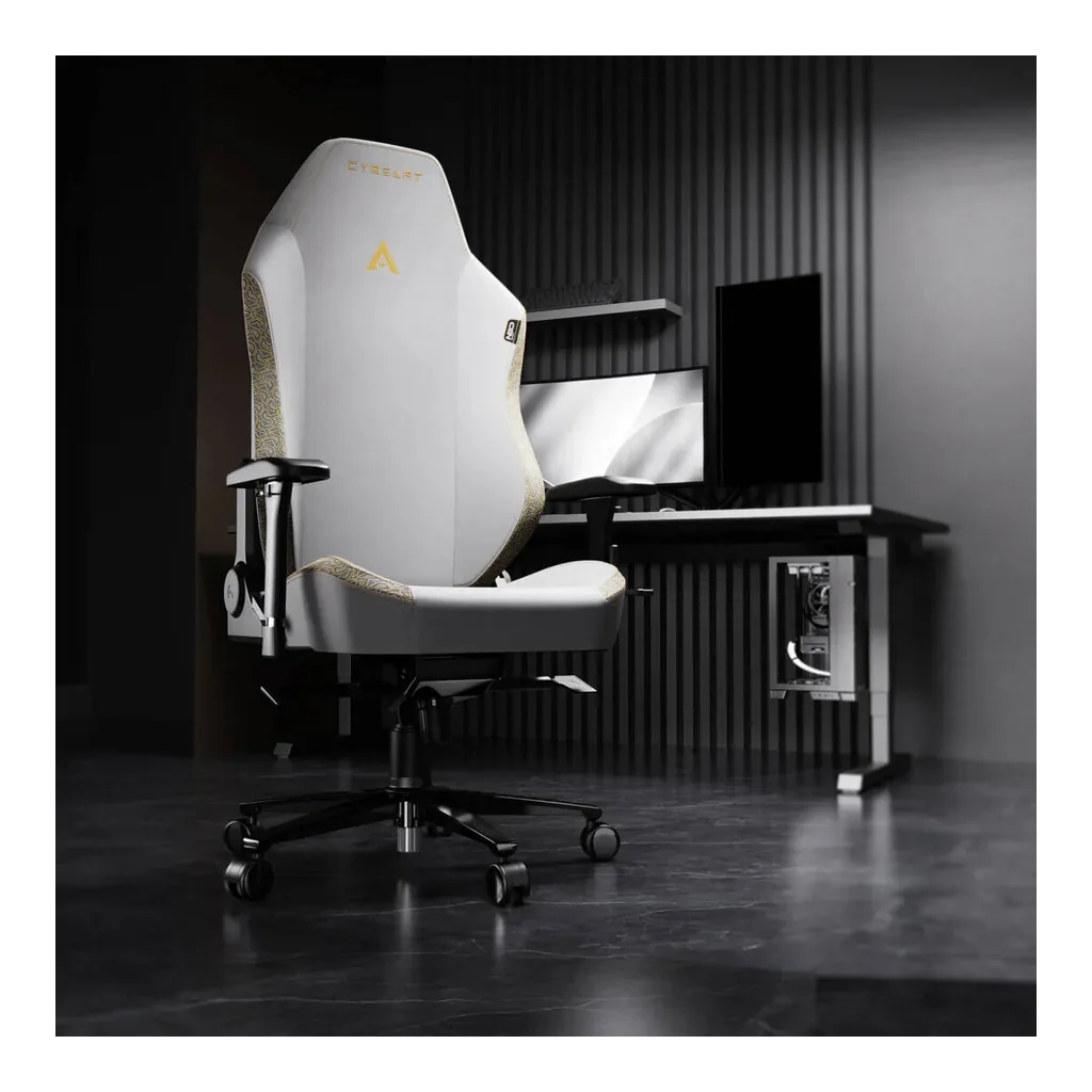 Cybeart NEO Series Lunar Edition Gaming Chair, Supreme PU Leather, Memory Foam Lumbar Pillow, 60mm Caster Wheels, 4D Armrest, Inbuilt Lumbar Arch, 150Kg Max Weight, Lunar – Gallery image 3 Cybeart NEO Series Lunar Edition Gaming Chair, Supreme PU Leather, Memory Foam Lumbar Pillow, 60mm Caster Wheels, 4D Armrest, Inbuilt Lumbar Arch, 150Kg Max Weight, Lunar – Gallery image 3