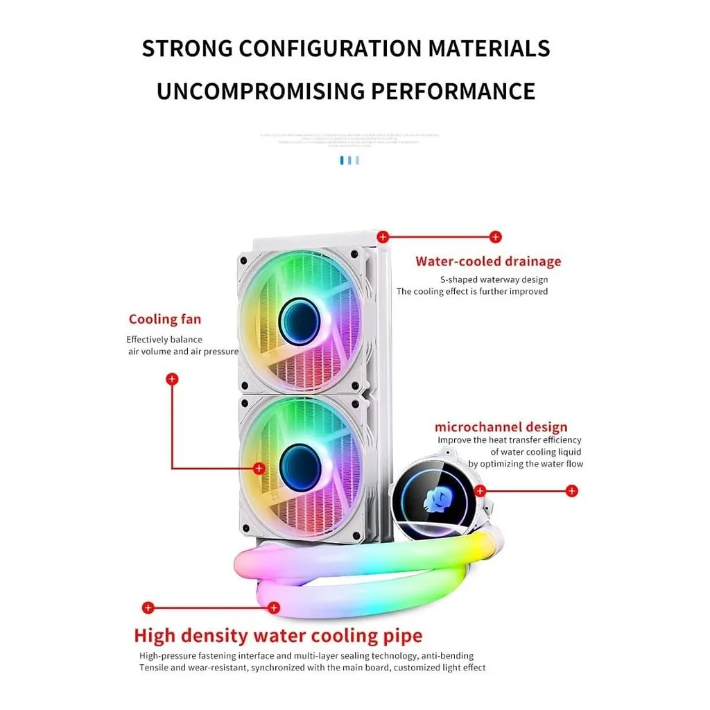WJCOOLMAN Neon Mirror Cooler RGB CPU Cooler, White | WJ-NEONMIRROR-W - Image 5 WJCOOLMAN Neon Mirror Cooler RGB CPU Cooler, White | WJ-NEONMIRROR-W