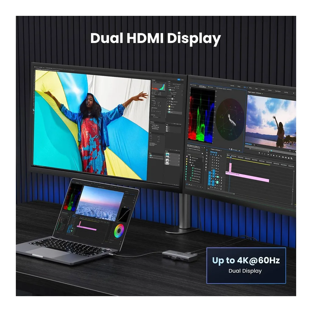 d2ad834bc7891d2750b24ee89aa55e53-hi.jpg UGREEN Revodok 206 6-in-1 USB-C Hub, Up to 8K @ 30Hz Display, 100W PD Passthrough, 5Gbps Data Transfer Rate, 2x USB Type-C, 2x USB Type-A, 2x HDMI Input, Black | 15852