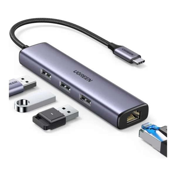 d3b5cc5cc973503c9f97558f41b6752b-hi.jpg UGREEN USB C To Ethernet Adapter, 4 In 1 USB C Hub With 3 USB 3.0 Ports/Gigabit Rj45, Plug & Play, Thunderbolt To Network Adapter For MacBook Pro/Air, XPS, iPad Pro, iPhone 15 Pro/Max | 60600