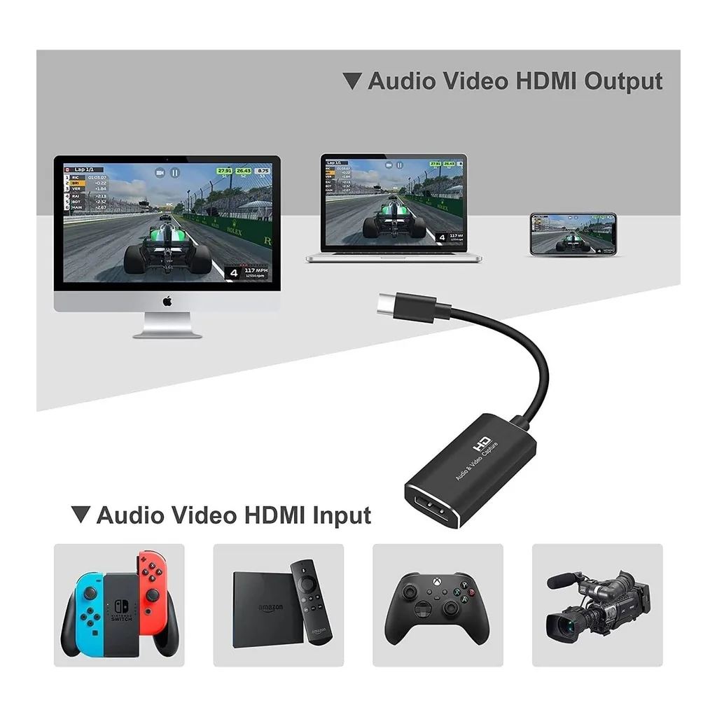 X Spring HDMI Video Capture Adapter with USB-C Adapter, Grey - Image 2 X Spring HDMI Video Capture Adapter with USB-C Adapter, Grey
