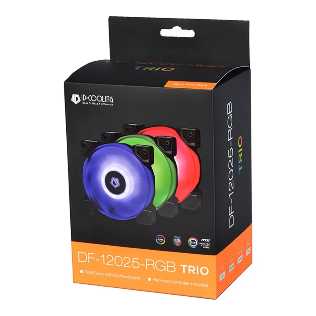 ID-COOLING DF-12025-RGB 3pcs RGB Fan Pack - Image 2 ID-COOLING DF-12025-RGB 3pcs RGB Fan Pack