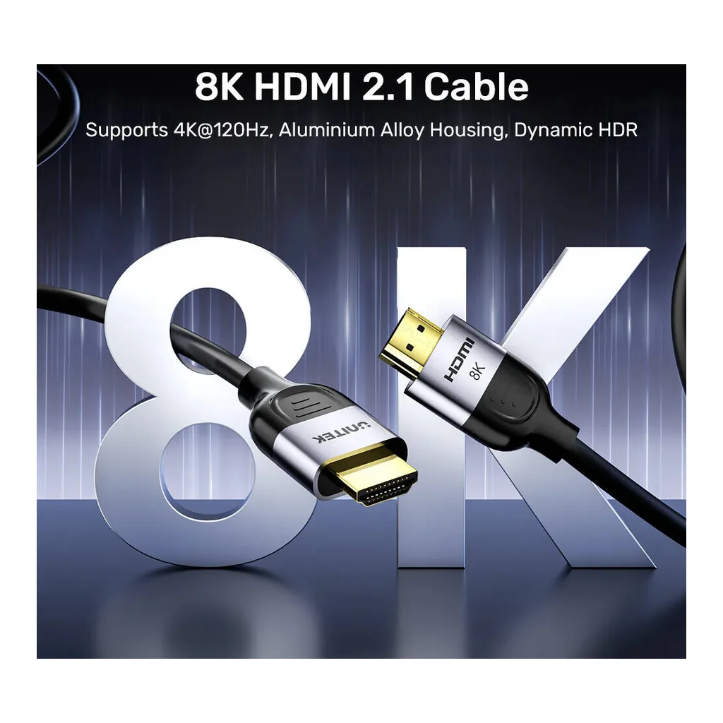 d5edf7a4b7fb4deb56aff8d24881897d-hi.jpg Unitek Gaming 8K@60Hz HDMI 2.1 Cable, 8K@60Hz Resolution, Up To 48Gbps Data Transmission, HDCP & Dynamic HDR Technology, Quick Media Switching, 5M Cable Length, Black