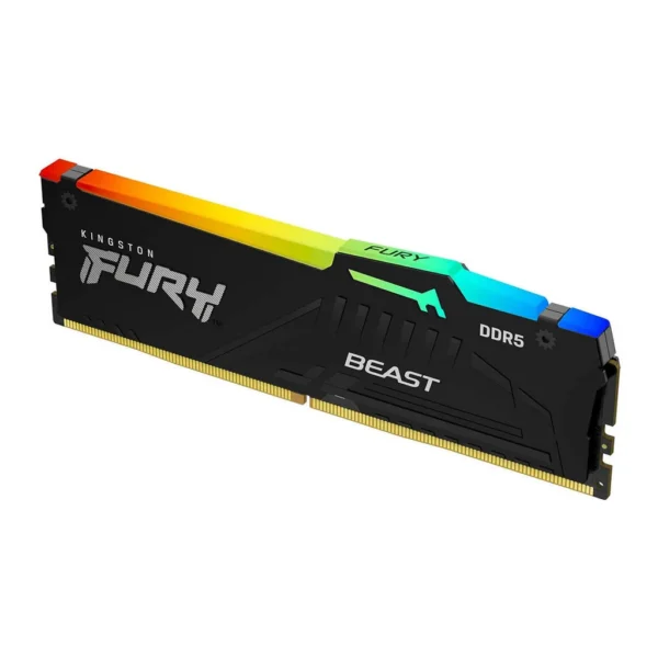Kingston Fury Beast RGB 64GB DDR5 Desktop Memory, 5600Mhz Speed, CL40 Cas Latency, 1.25V Voltage, 288 Pin, Single Module, Non-ECC Unbuffered DIMM, Black | KF556C40BBA-64 - Image 1 Kingston Fury Beast RGB 64GB DDR5 Desktop Memory, 5600Mhz Speed, CL40 Cas Latency, 1.25V Voltage, 288 Pin, Single Module, Non-ECC Unbuffered DIMM, Black | KF556C40BBA-64 - Image 1