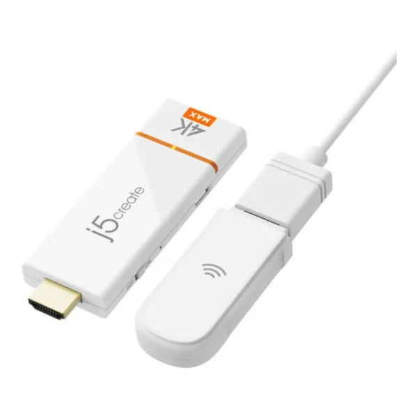 dad033a3ab7aa2c38f0233052fd513b5-md.jpg J5create ScreenCast 4K Max Wireless Display Adapter, Mirror & Extend Modes, Point-to-Point Wireless Casting, Admin Gateway Password, External Antenna, 15M Wireless Range, White | J5-JVAW76MAX