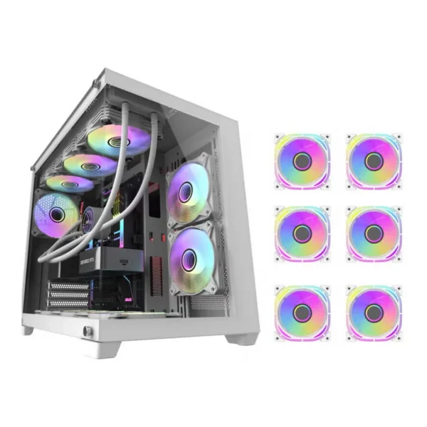 DarkFlash C285P ATX Tempered Glass Side Panel Gaming PC Case, 360mm Radiator & 9x 12cm Fan Support, 8mm SPCC & Tempered Glass Material Dual Side Glass Panel, White | C285P-W – Main image DarkFlash C285P ATX Tempered Glass Side Panel Gaming PC Case, 360mm Radiator & 9x 12cm Fan Support, 8mm SPCC & Tempered Glass Material Dual Side Glass Panel, White | C285P-W – Main image