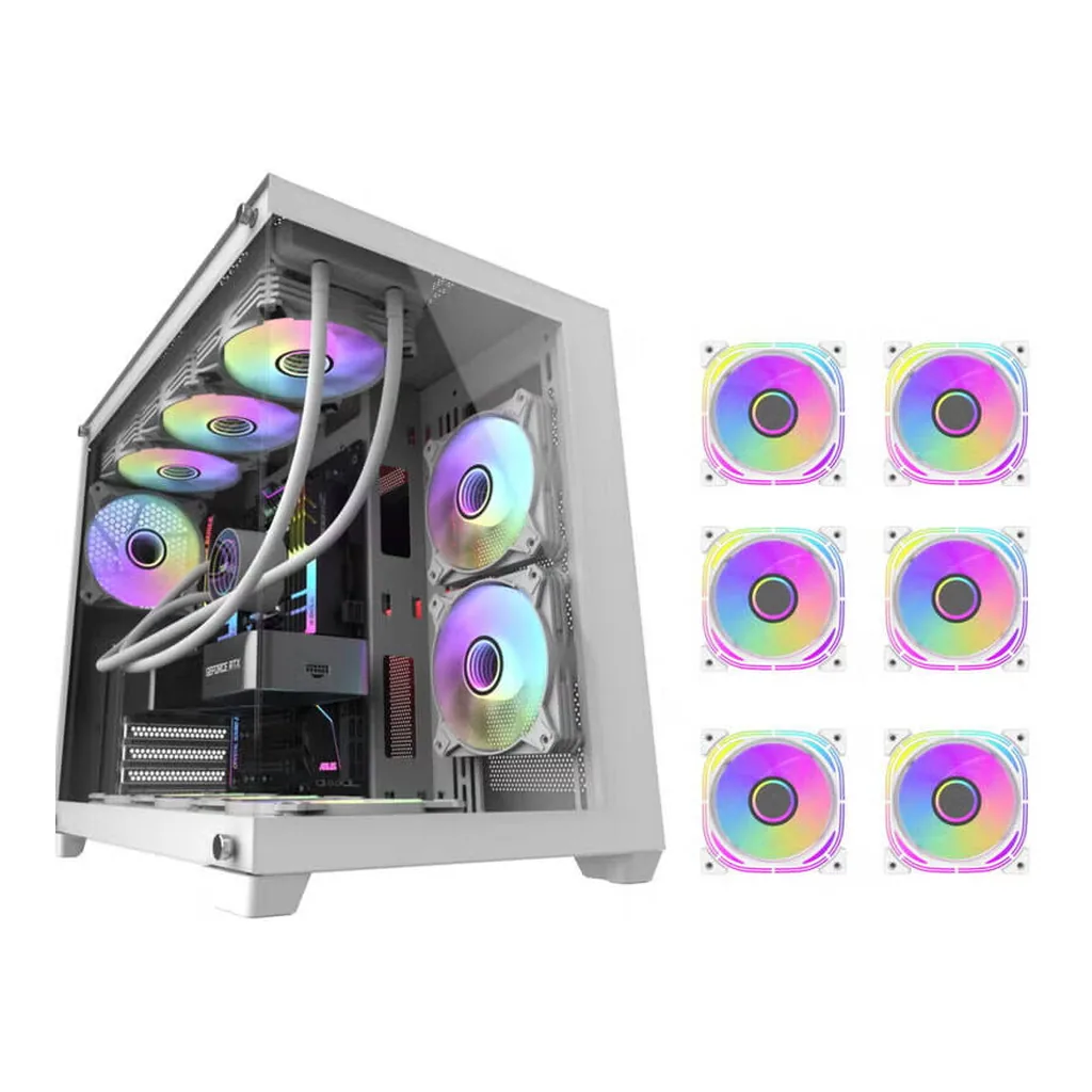 DarkFlash C285P ATX Tempered Glass Side Panel Gaming PC Case, 360mm Radiator & 9x 12cm Fan Support, 8mm SPCC & Tempered Glass Material Dual Side Glass Panel, White | C285P-W – Main image DarkFlash C285P ATX Tempered Glass Side Panel Gaming PC Case, 360mm Radiator & 9x 12cm Fan Support, 8mm SPCC & Tempered Glass Material Dual Side Glass Panel, White | C285P-W – Main image