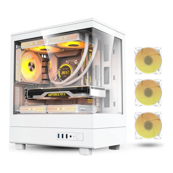 Darkflash DB330M M-ATX Computer Case, 270° Panoramic Display, Support up to 240mm Radiator & 5x 120mm Fans, USB 3.0 x1, USB 2.0 x2, HD Audio, Power I/O Ports, White | DB330M.White – Main image Darkflash DB330M M-ATX Computer Case, 270° Panoramic Display, Support up to 240mm Radiator & 5x 120mm Fans, USB 3.0 x1, USB 2.0 x2, HD Audio, Power I/O Ports, White | DB330M.White – Main image