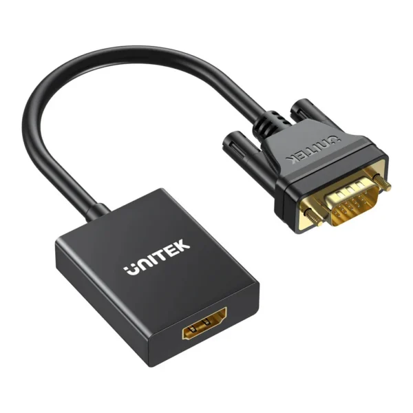 de60b5c821148572bbcad162aa760dcd-hi.jpg Unitek VGA to HDMI Adapter, 1920x1080@60Hz Max Resolution, Built-in Smart Chipset, ABS + Aluminium Alloy Housing Material, 15cm Cable Length, Black | V1112ABK01