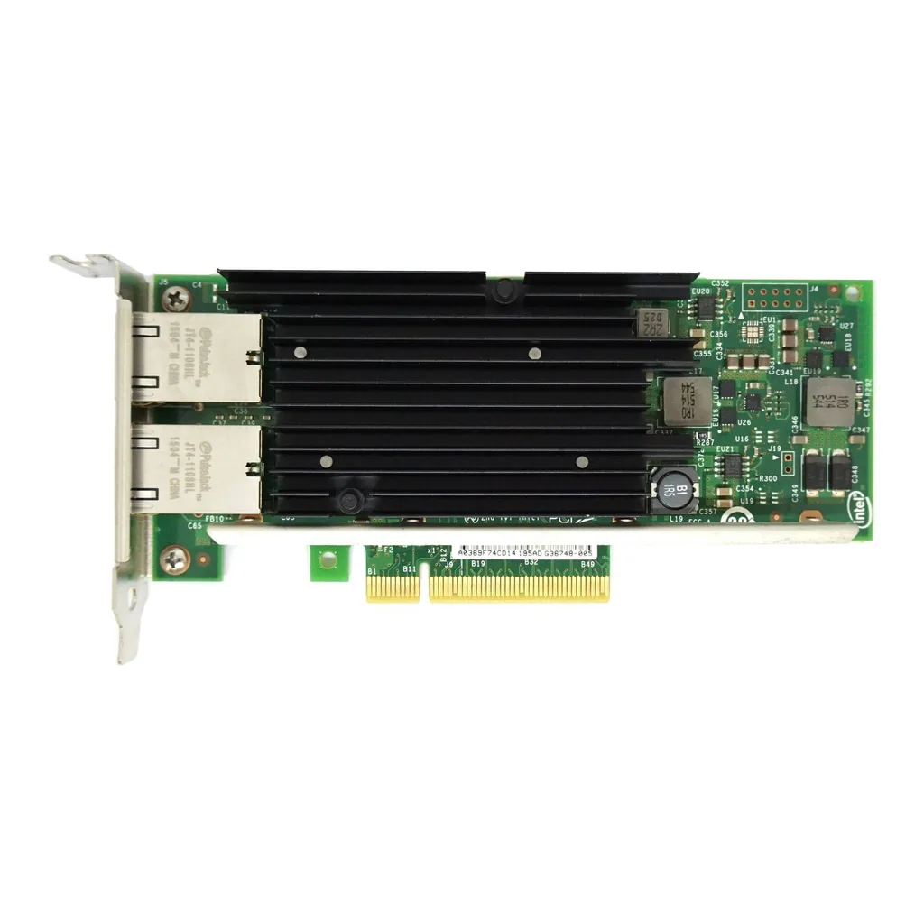 Dell Intel X540-T2 Dual Port 10GbE Network Adapter, Up to 10Gb/s Data Transfer Rate, Low Profile Bracket, PCI-E Bus, 2 x RJ45 Ethernet Ports | 3DFV8 – Gallery image 1 Dell Intel X540-T2 Dual Port 10GbE Network Adapter, Up to 10Gb/s Data Transfer Rate, Low Profile Bracket, PCI-E Bus, 2 x RJ45 Ethernet Ports | 3DFV8 – Gallery image 1