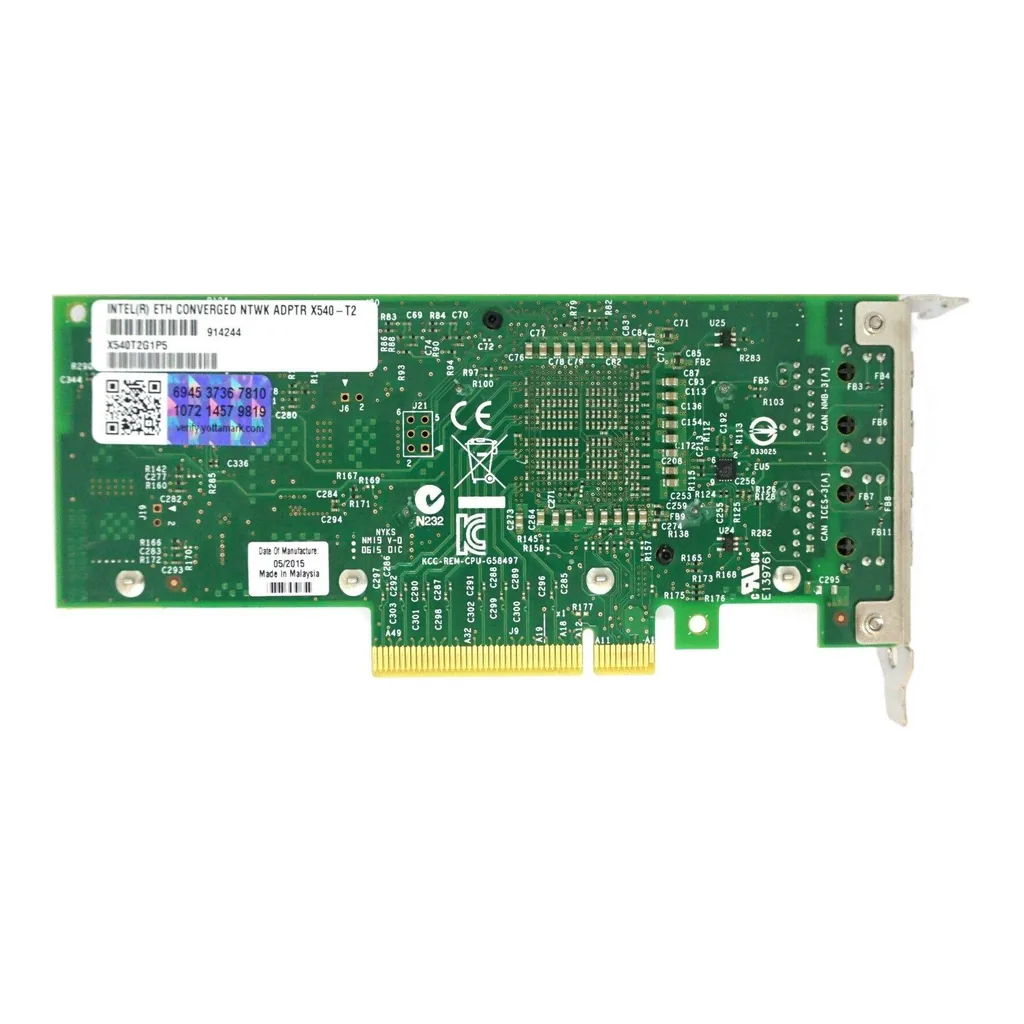 Dell Intel X540-T2 Dual Port 10GbE Network Adapter, Up to 10Gb/s Data Transfer Rate, Low Profile Bracket, PCI-E Bus, 2 x RJ45 Ethernet Ports | 3DFV8 – Gallery image 3 Dell Intel X540-T2 Dual Port 10GbE Network Adapter, Up to 10Gb/s Data Transfer Rate, Low Profile Bracket, PCI-E Bus, 2 x RJ45 Ethernet Ports | 3DFV8 – Gallery image 3