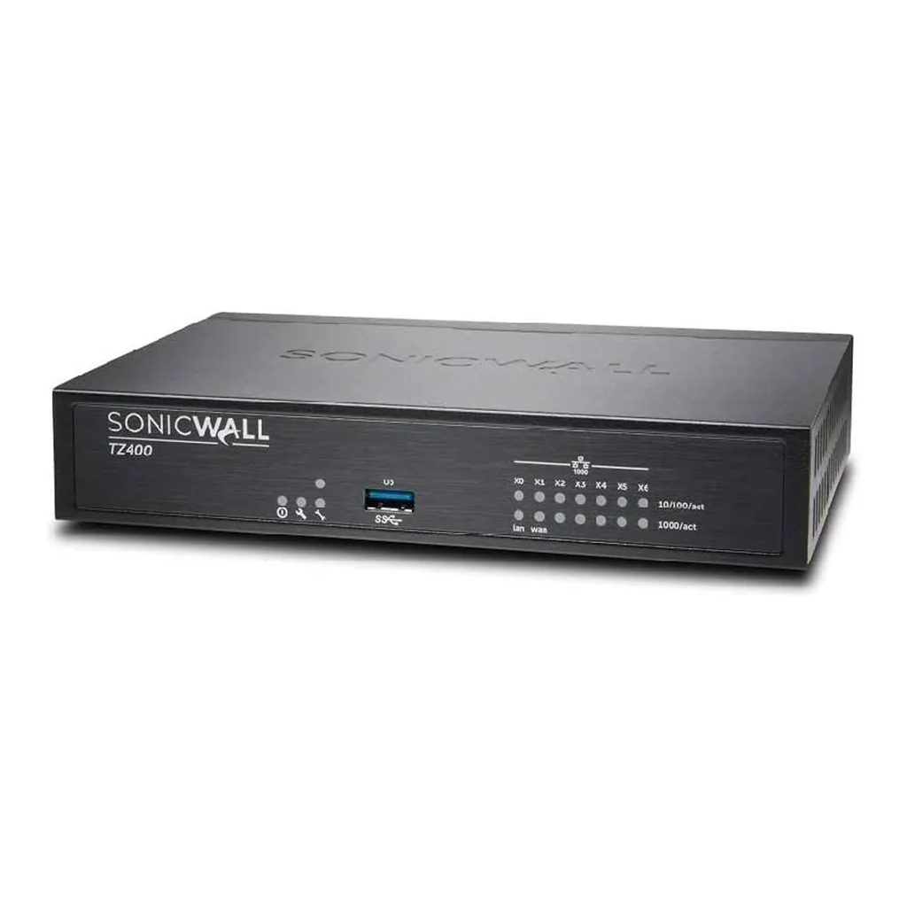 Dell Security SonicWALL Firewall TZ400 Appliance, 7x 1 GbE Copper Interfaces, Advanced IPSec, SSL VPN, Black | 01-SSC-0213 – Gallery image 1 Dell Security SonicWALL Firewall TZ400 Appliance, 7x 1 GbE Copper Interfaces, Advanced IPSec, SSL VPN, Black | 01-SSC-0213 – Gallery image 1