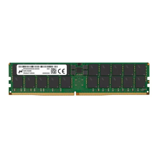 Micron DDR5 RDIMM Server Memory, 96GB Capacity, 6400 MHz Memory Speed, CL52 CAS Latency, 1.1 Voltage, ECC Module | MTC40F204WS1RC64BC1 - Image 1 Micron DDR5 RDIMM Server Memory, 96GB Capacity, 6400 MHz Memory Speed, CL52 CAS Latency, 1.1 Voltage, ECC Module | MTC40F204WS1RC64BC1 - Image 1