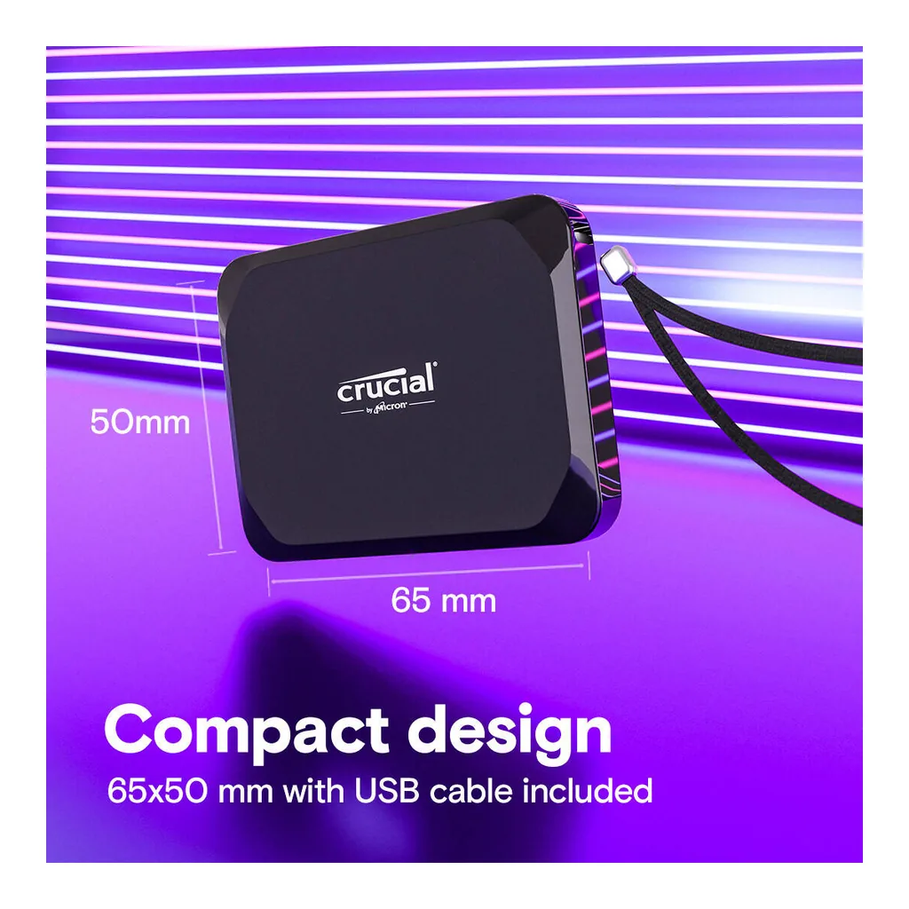 e10997a5fbe117c72b78cc3efd70925b-hi.jpg Crucial X9 1TB External Portable SSD, 1050 Sequential Read, USB 3.2 Gen-2 (10Gb/s) Interface, Shock, Vibration And Drop Proof, Plug-And-Play, Black | CT1000X9SSD9