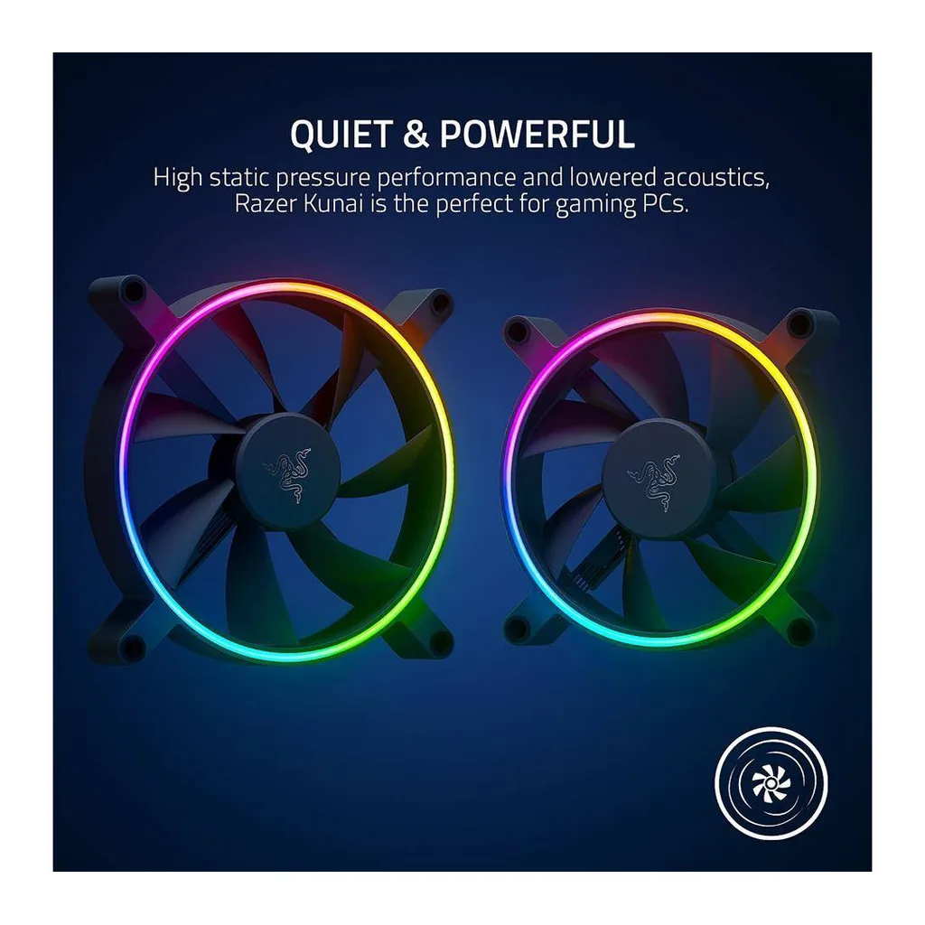 Razer Kunai Chroma 140mm aRGB PC Fan, Black | RC21-01810200-R3M1 - Image 3 Razer Kunai Chroma 140mm aRGB PC Fan, Black | RC21-01810200-R3M1