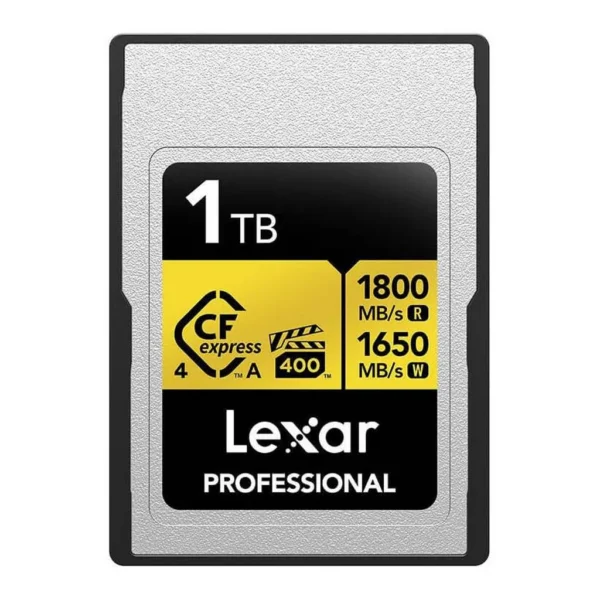 e34ac798a0af1fc4ae3fbe406c3c552e-hi.jpg Lexar Gold Series Professional 1TB CFexpress 4.0 Type-A Memory Card, Ultra-Fast 1800MB/s Read & 1650MB/s Write, VPG400, 8K Video & Professional Camera Performance, Grey | LCAGOLD001T-RNENG
