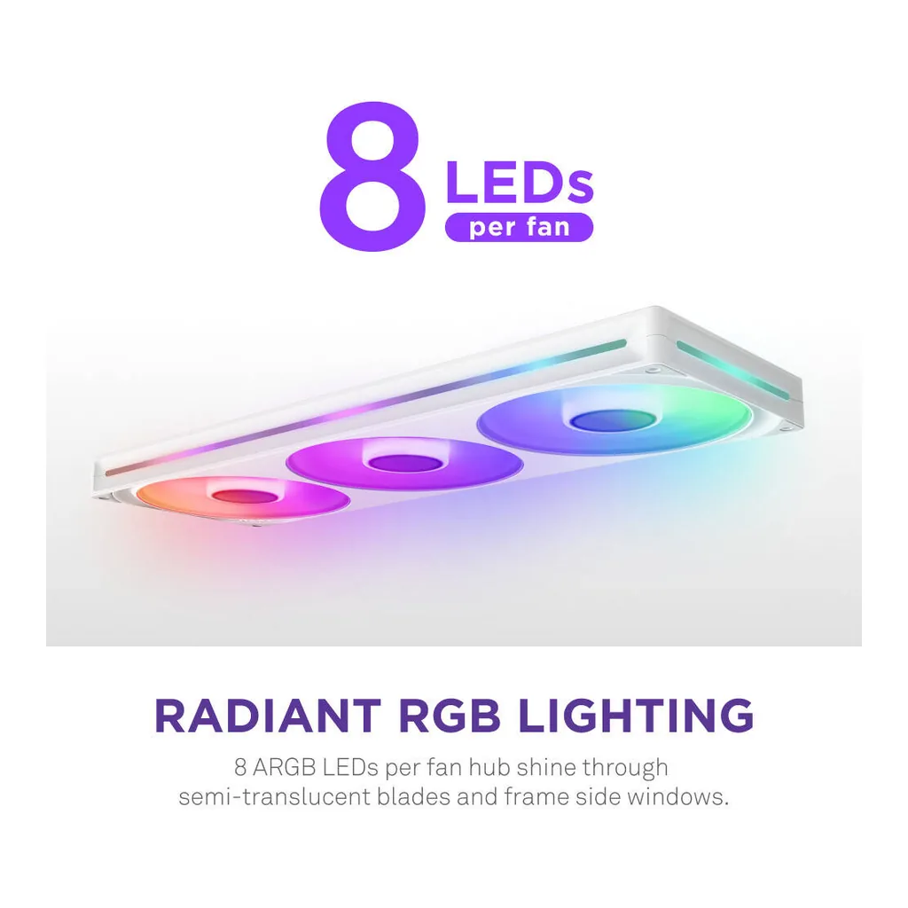 NZXT F420 RGB Core 140mm Dual-Rotor RGB Case Fan, White | RF-U42HF-W1 - Image 5 NZXT F420 RGB Core 140mm Dual-Rotor RGB Case Fan, White | RF-U42HF-W1