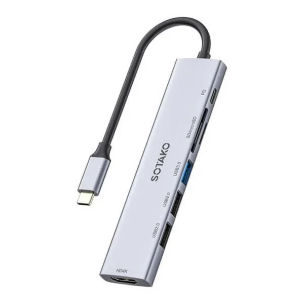 e6450b08f4798e92ba46cd5e002d581c-md.jpg Sotako 7-in-1 USB C Hub, 4K HDMI, USB 3.2 Gen2 Type-C PD 100W, USB 3.0 & USB 2.0, SD/MicroSD Card Reader, Heat-Resistant, 0.15m Cable Length, Gray | 7TC-USB-HUB
