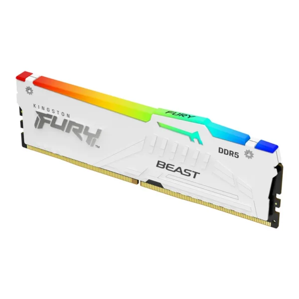Kingston Fury Beast RGB 32GB DDR5 Desktop Memory Kit, 6000MT/s Memory Speed, CL30 CAS Latency, 288-Pin Kit, Intel XMP 3.0 & AMD Expo Profile, White | KF560C30BWEA-32 - Image 1 Kingston Fury Beast RGB 32GB DDR5 Desktop Memory Kit, 6000MT/s Memory Speed, CL30 CAS Latency, 288-Pin Kit, Intel XMP 3.0 & AMD Expo Profile, White | KF560C30BWEA-32 - Image 1