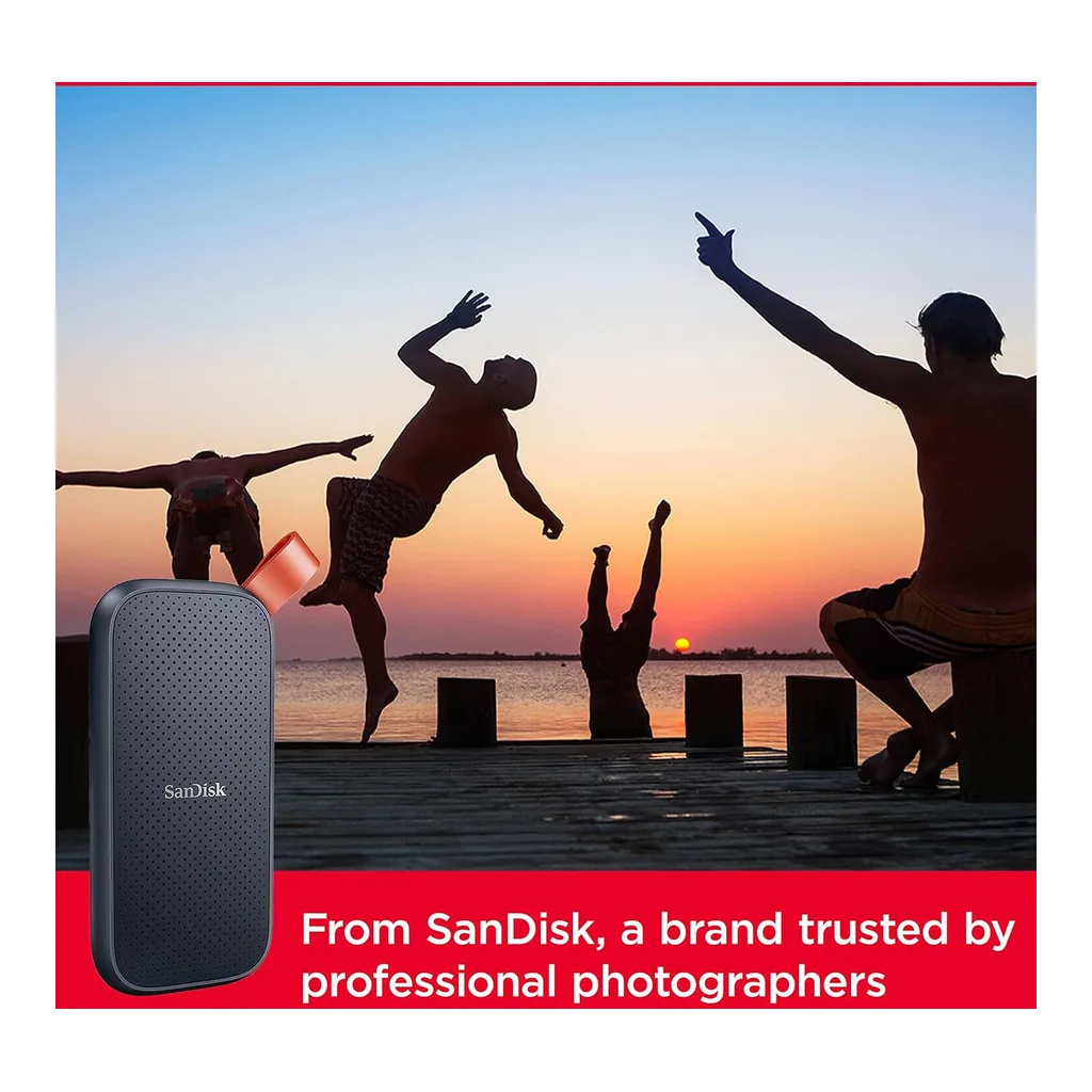 e6fb4d6b7d3ddb9ddc3c9a38c4246a3c-hi.jpg SanDisk Portable SSD, 2TB Capacity, USB-C 3.2 Gen 2 Interface, Up to 800 MB/s Transfer Speed, Integrated Rubber Hook, Drop Resistant Up to 2 Meter, Black Orange | SDSSDE30-2T00-G26