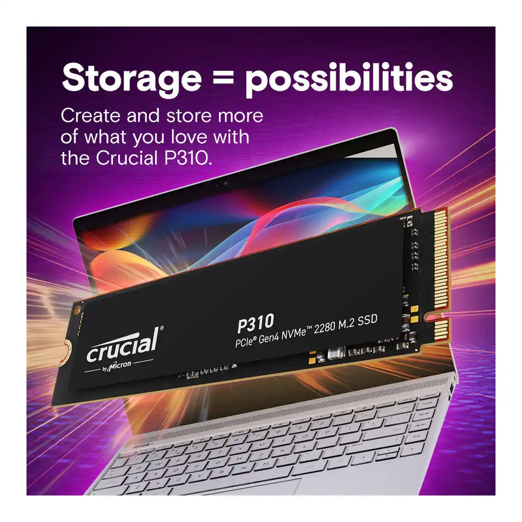 e8e8d09802dfbbd0acfef3f5ad7a23cd-hi.jpg Crucial P310 PCIe Gen4 NVMe 2280 M.2 SSD, PCIe Gen 4 x4 speeds 7100MB/s Read, 6000MB/s Write, M.2 2280 Form Factor, 2TB Capacity | CT2000P310SSD8