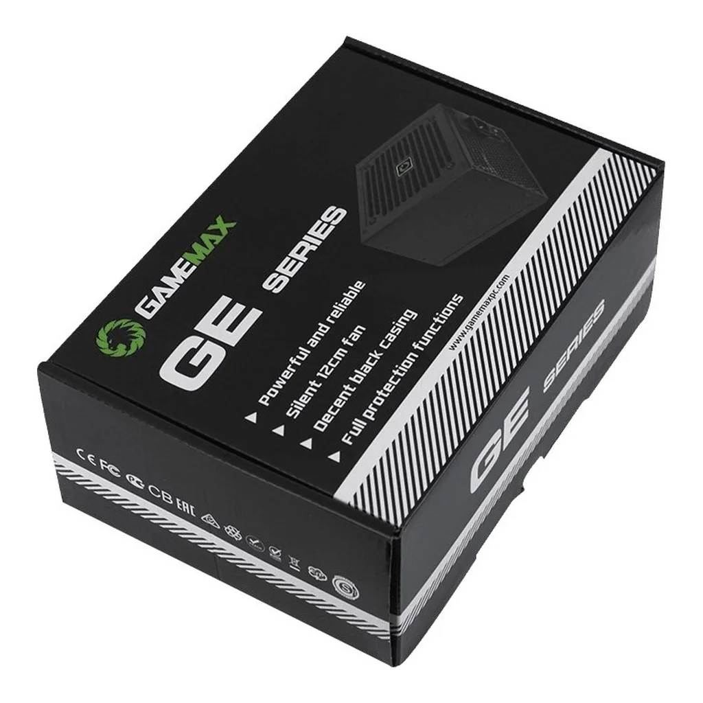 ea57b1da33441168e5f5eeb96ecf9ee6-hi.jpg GameMax GE-500 ATX Non Modular Power Supply, 500 Watts, AC, FULL RANGE (100-240v) APFC, Mesh Shield cable, CE/EMI, 80+ Certificate , Black | GE-500