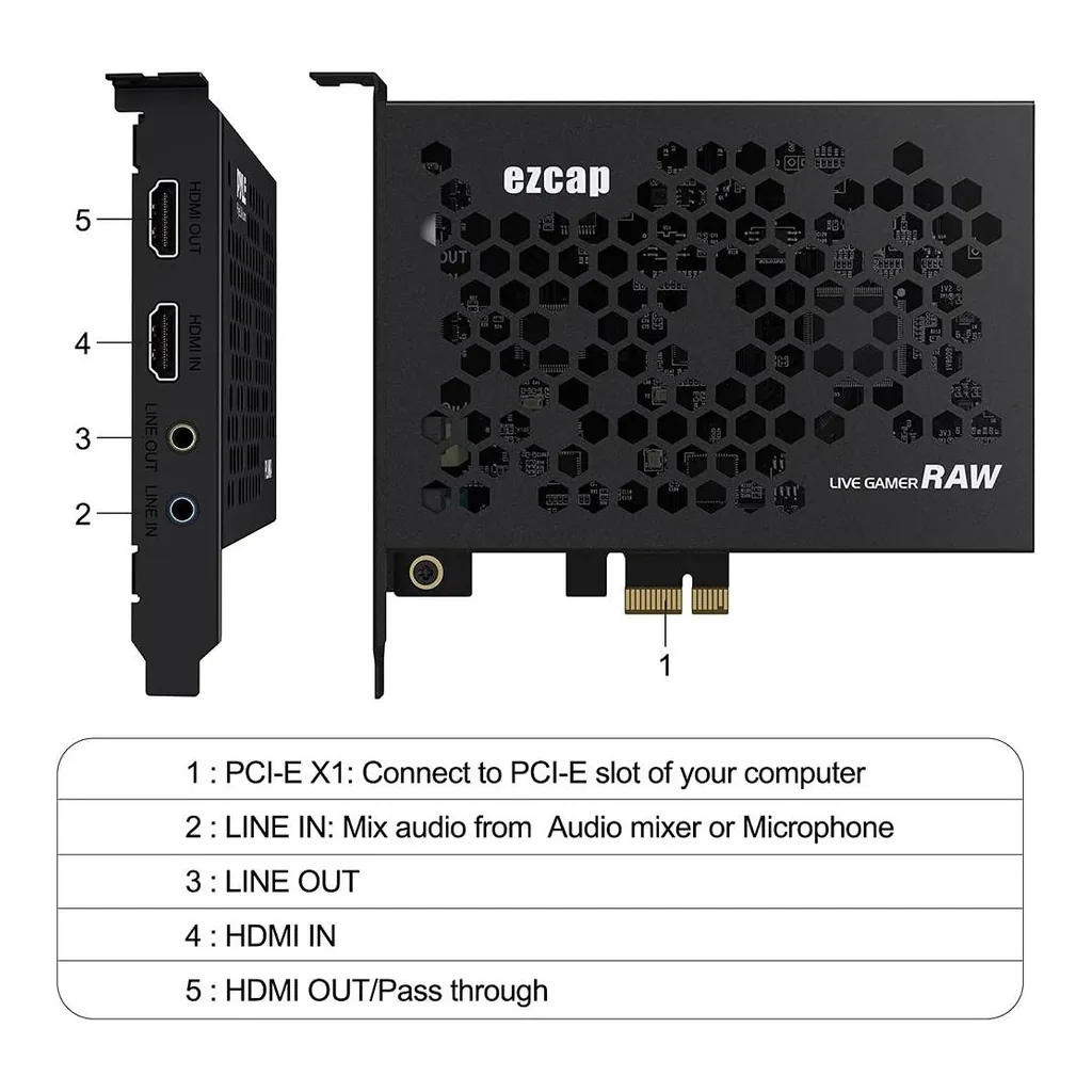 ezcap324B Internal PCIe HDMI Capture Card, 4K30 and 1080p120, Grey - Image 9 ezcap324B Internal PCIe HDMI Capture Card, 4K30 and 1080p120, Grey