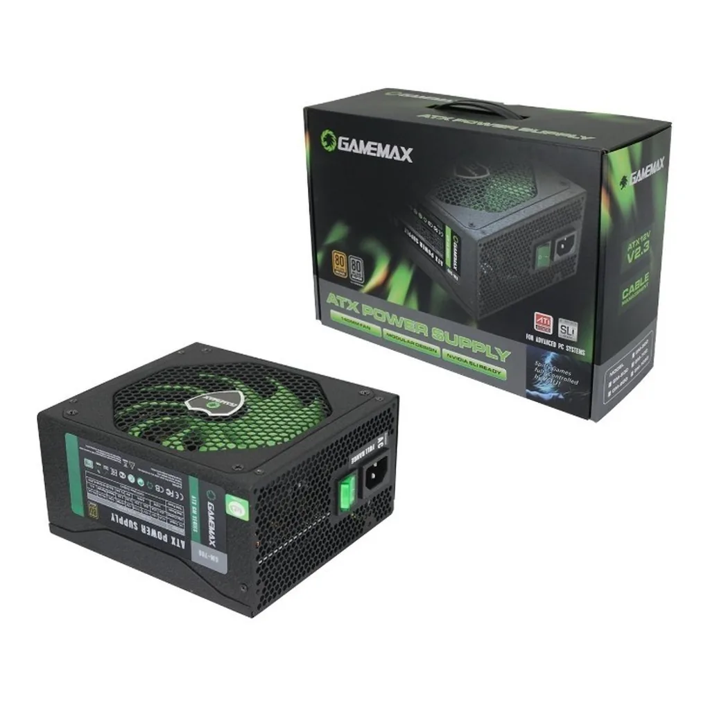 eaefe78c682f3a649bd10c301e2969b0-hi.jpg GameMax GE-700 ATX Power Supply, 700 watts, AC, FULL RANGE (100-240v) APFC, Mesh Shield cable, CE/EMI, 80+ Certificate, Black | GE-700