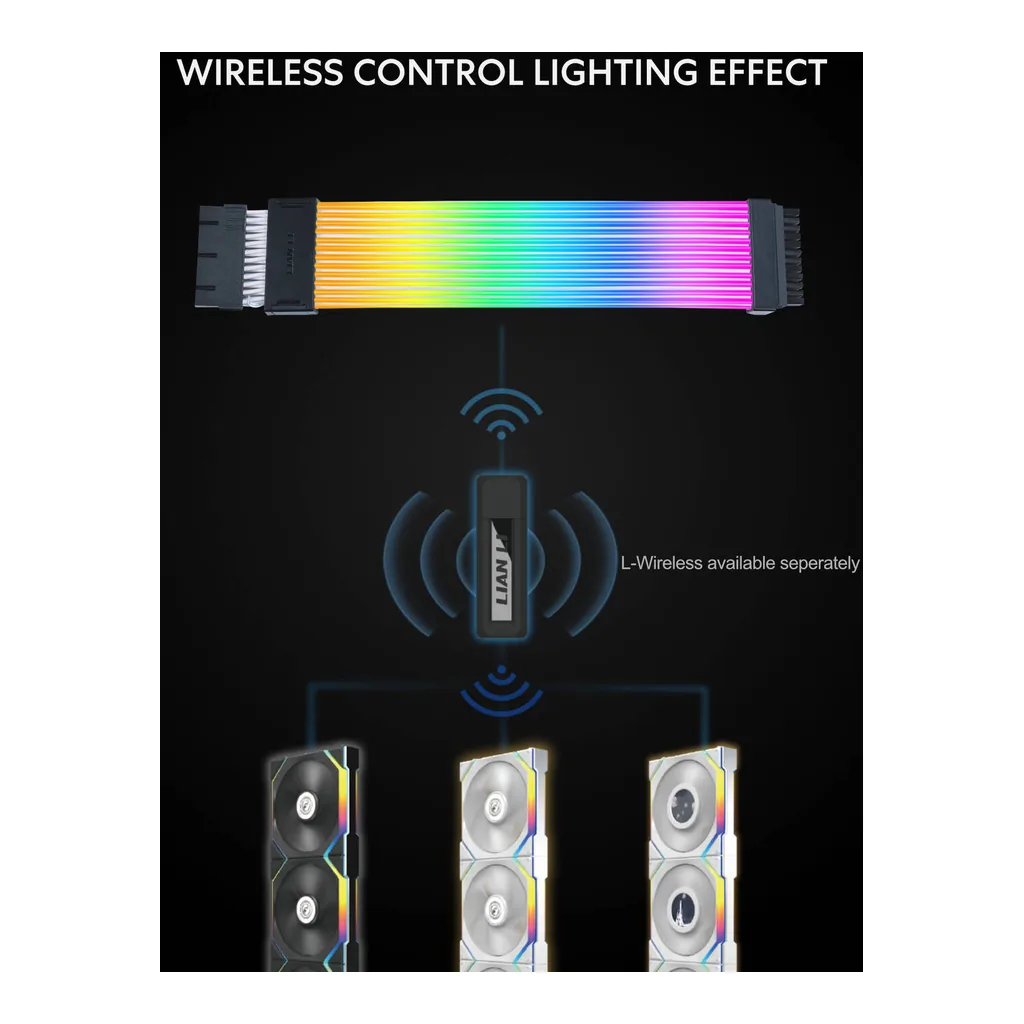 Lian Li Strimer Wireless 24-Pin ARGB Motherboard Extension Cable | PW24-1W-T - Image 3 Lian Li Strimer Wireless 24-Pin ARGB Motherboard Extension Cable | PW24-1W-T