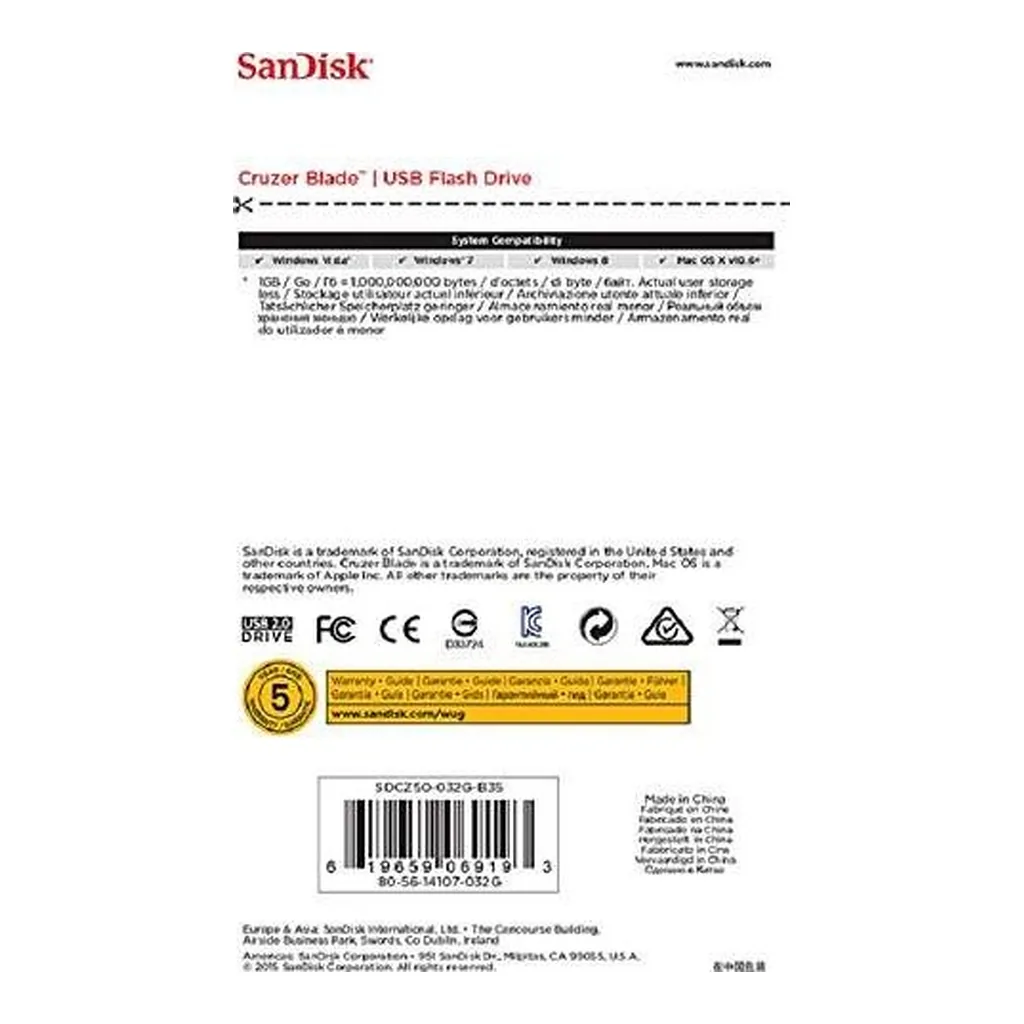 ed9a1b3b29bc852d2a9b41ca35338e28-hi.jpg SanDisk Cruzer Blade 32GB USB Flash Drive | SDCZ50-032G-B35
