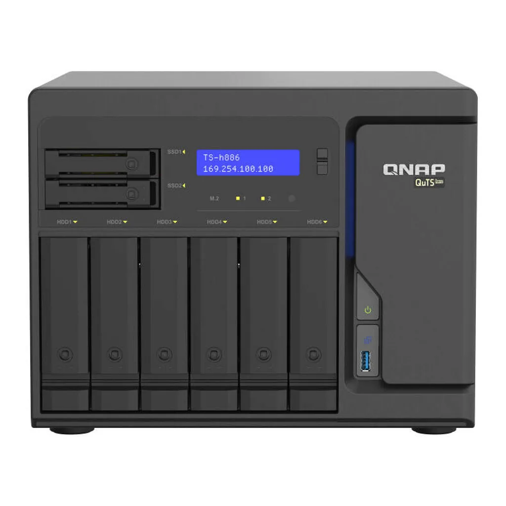 edea74e612d0b2032ced132e8719cfa0-hi.jpg QNAP TS-h886 NAS Enclosure, Intel Xeon D-1602 2-Core, 8GB UDIMM RAM, 6 x 3.5, 3.5" & 2.5" SATA HDD & 2.5" SATA SSD Drive Bays, 2x PCIe Gen3 x8 Slot, Black | TS-h886-D1602-8G