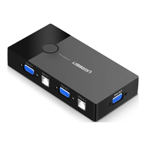 ef8051538bfd1f75f988fae194984766-hi.jpg Ugreen 2 In 1 Out USB VGA KVM Switch / Video Sharing Adapter, Control 2 PC on 1 Monitor, Stable Data Transmission, One Button to Switch, Black | 30357