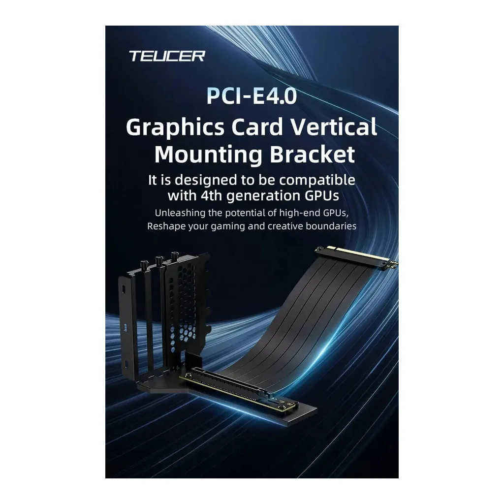 TEUCER Vertical GPU Mounting Bracket Kit, Black | PCI-E4.0-Vertical-Mount - Image 2 TEUCER Vertical GPU Mounting Bracket Kit, Black | PCI-E4.0-Vertical-Mount