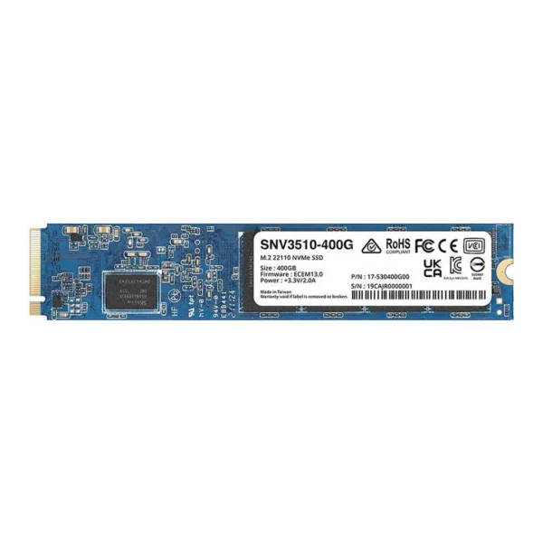 f2b6b90577ec4dd7ebe3d0d7430f0bb3-hi.jpg Synology NVMe M.2 22110 Internal SSD, 400GB Storage Capacity, 3000Mbps Read Speed, 750Mbps Write Speed, PCIe 3.0 x4 Interface, 1.8M Hours MTBF, 491 TBW, Blue | SNV3510-400G