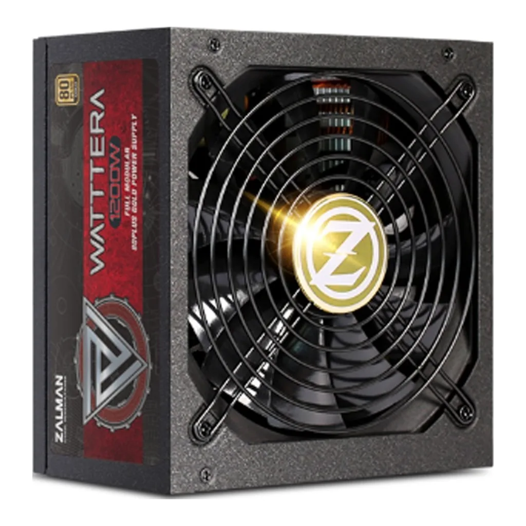 f3154f419080f29d512be2bb1dea1b94-hi.jpg Zalman 1200W WATTTERA 80PLUS GOLD Full Modular Power Supply, 135mm Quiet Fan with Two Ball Bearing, 99.9% Active PFC, +12V Output, Japanese 105°C Electrolytic Capacitors, Black | ZM1200-EBTII