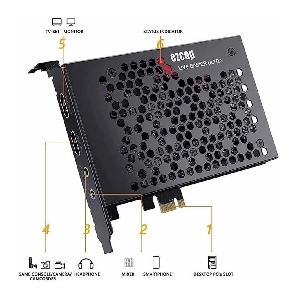 ezcap334 Live Gamer Ultra PCIe Capture Card, 4K30 Recording and 4K60 HDR Passthrough - Image 7 ezcap334 Live Gamer Ultra PCIe Capture Card, 4K30 Recording and 4K60 HDR Passthrough