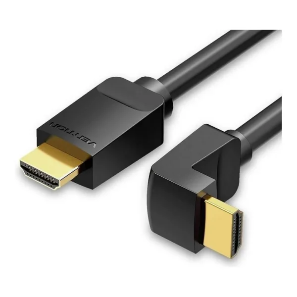 f5c530e6f7fd3afb6e7a9084efe97330-hi.jpg Vention HDMI 2.0 Right Angle 90° Cable, Supports Up to 4K @ 60Hz Resolution, Gold-Plated Connector, Tinned Copper Conductor, Aluminum Foil + Mesh Shielding, 30 AWG, 5m Cable Length, Black