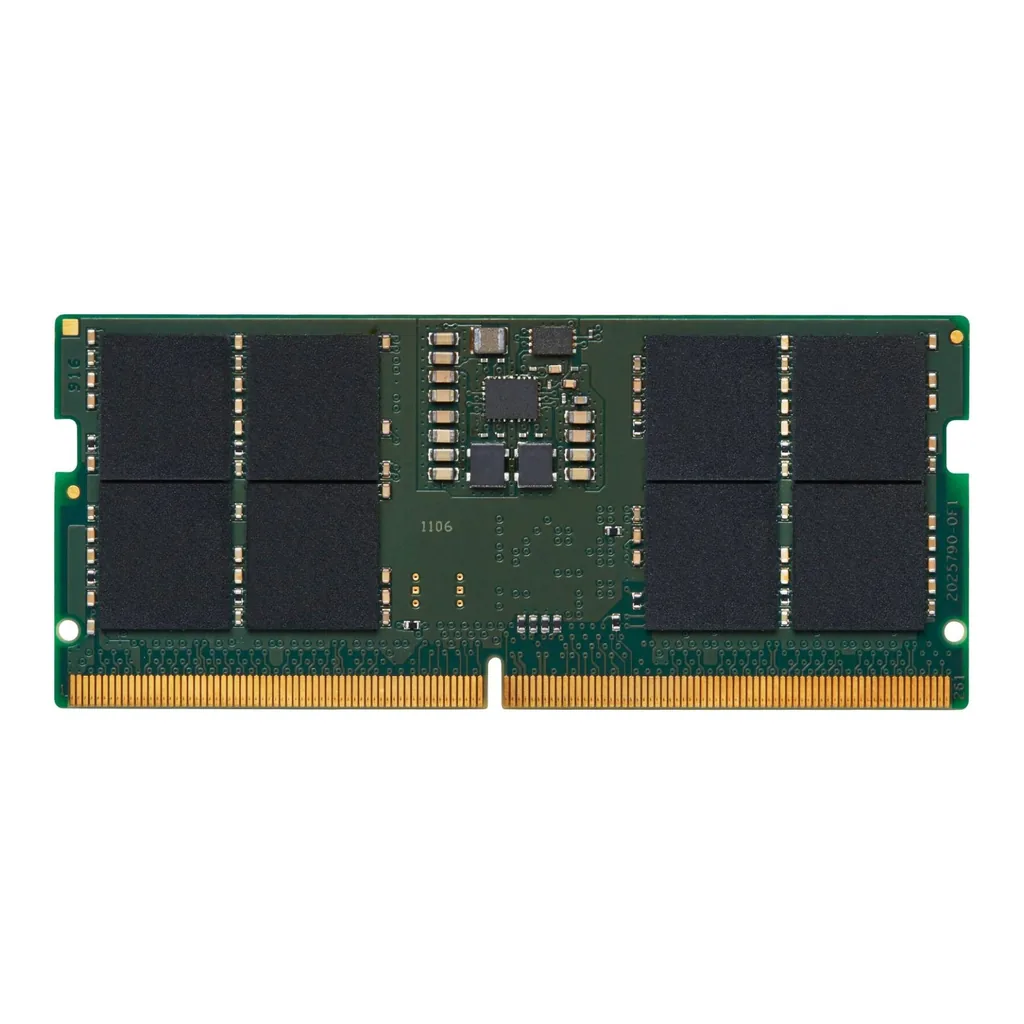 Kingston 32GB DDR5 SODIMM Laptop Memory, 5600MT/s Memory Speed, CL46 CAS Latency, 262-Pins, Non-ECC, 1.1 Voltage | KCP556SD8-32 - Image 1 Kingston 32GB DDR5 SODIMM Laptop Memory, 5600MT/s Memory Speed, CL46 CAS Latency, 262-Pins, Non-ECC, 1.1 Voltage | KCP556SD8-32 - Image 1