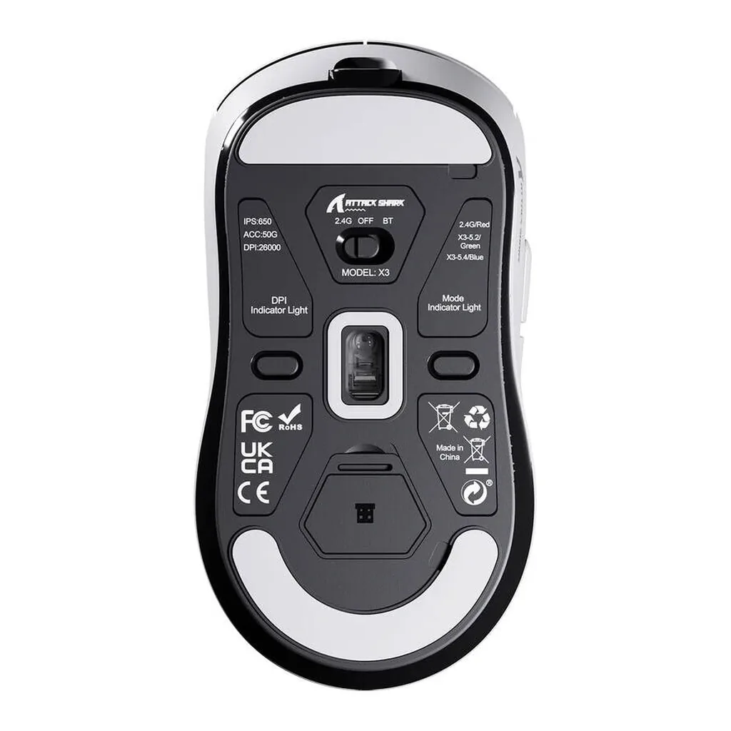 f718d5e64e1c0b1cb7ed6f2483de594f-hi.jpg ATTACK SHARK X3 Tri-Mode Gaming Mouse, 26000 DPI, White