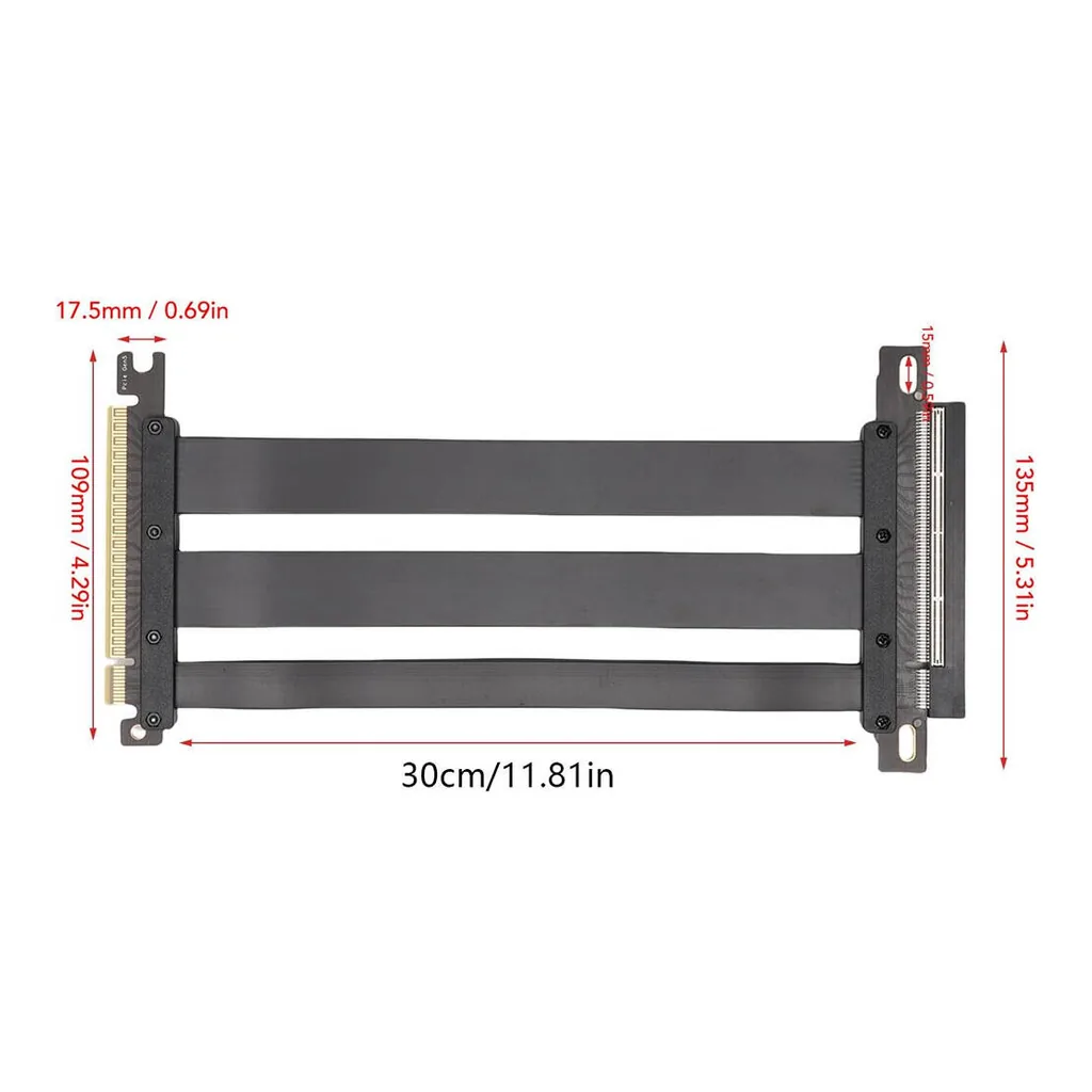 ASHATA PCIe 5.0 X16 GPU Extension Cable 128Gbps Gen 5 Flexible Riser Card for RTX 4090 RTX 5090 RX 7900 Vertical GPU Display and Mounting, Black | (A) - Image 5 ASHATA PCIe 5.0 X16 GPU Extension Cable 128Gbps Gen 5 Flexible Riser Card for RTX 4090 RTX 5090 RX 7900 Vertical GPU Display and Mounting, Black | (A)
