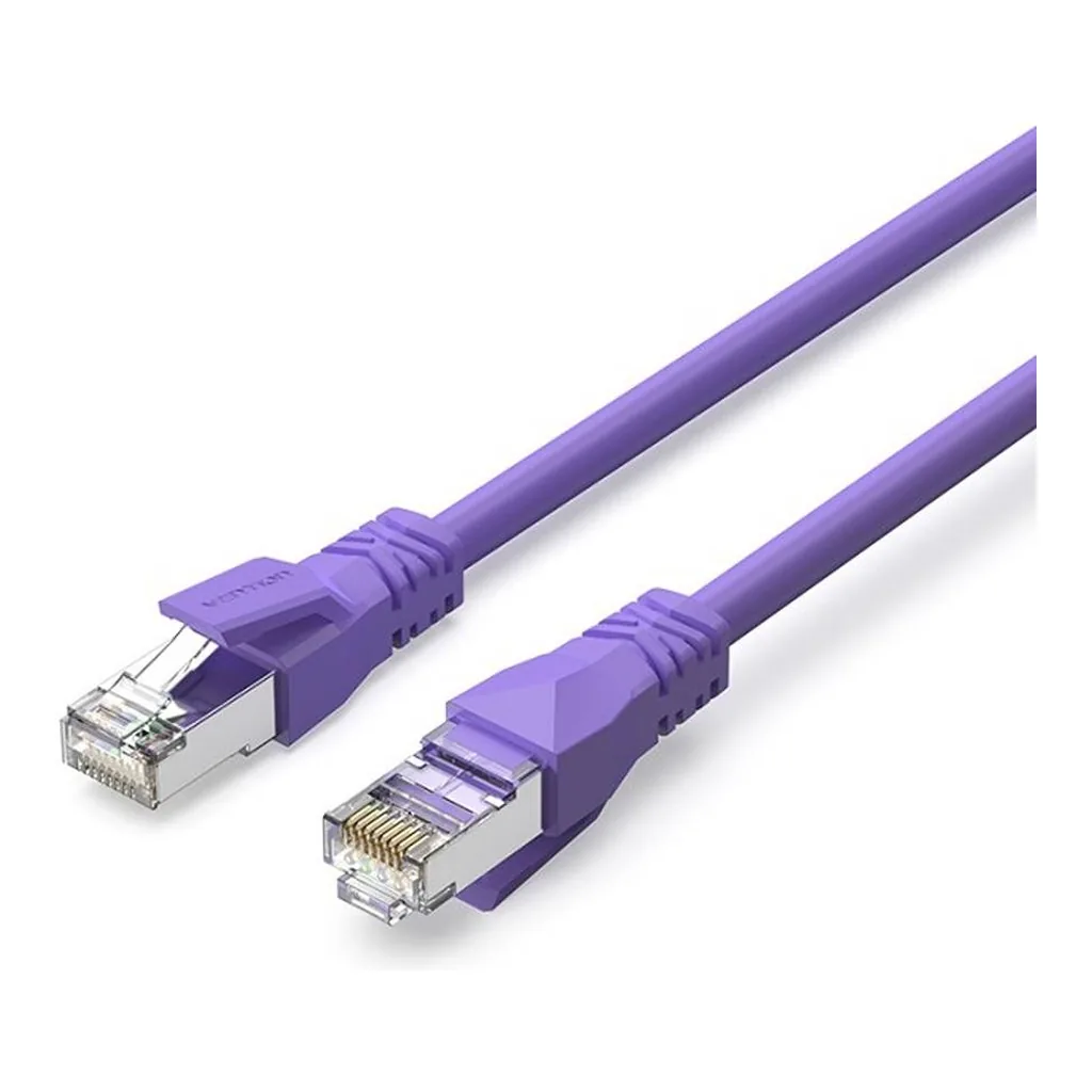 f88c000dc25d0c73b7bd45508d39289d-hi.jpg Vention Cat.6a S/FTP Patch Cord, 26AWG, Up to 10Gbps Data Transmisson, OFC Standard, RJ45 Plug, PVC Enclosure, Copper Conductor, 1M Cable Length, Purple