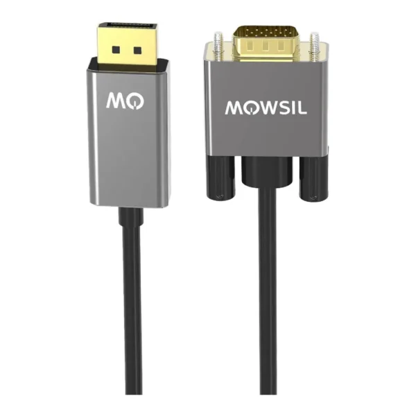 f91d184fc8de4787db33e09dc4a7bd96-hi.jpg MOWSIL DisplayPort to VGA Cable 2Mtr, Supported Resolution 1080P@60Hz, Aluminum Alloy Body and Gold Plated Connector, 2 Meter, Gray | MODV02