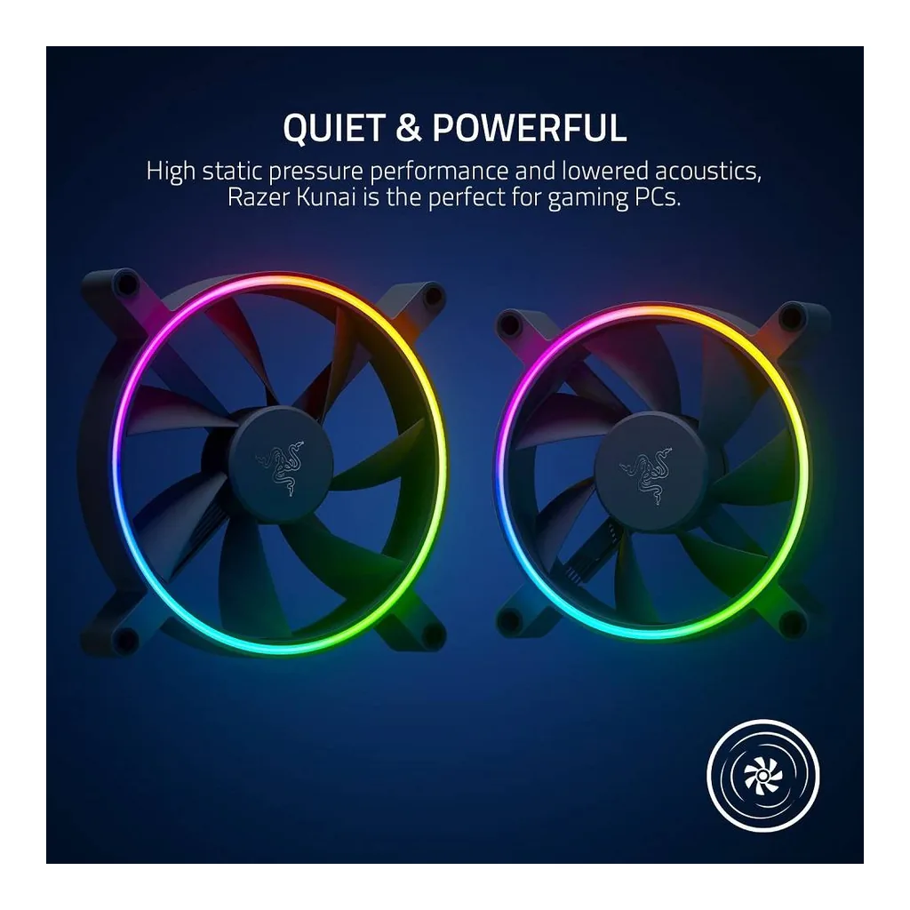 Razer Kunai Chroma 140mm ARGB PC Fan, Black | RC21-01800200-R3M1 - Image 2 Razer Kunai Chroma 140mm ARGB PC Fan, Black | RC21-01800200-R3M1