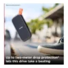 f9c906e8ba4fecb59d643eeff15f7518-hi.jpg SanDisk Portable SSD, 2TB Capacity, USB-C 3.2 Gen 2 Interface, Up to 800 MB/s Transfer Speed, Integrated Rubber Hook, Drop Resistant Up to 2 Meter, Black Orange | SDSSDE30-2T00-G26