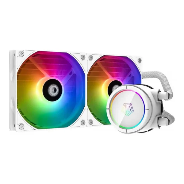 ID-COOLING ZOOMFLOW 240X Snow CPU Water Cooler 5V Addressable RGB AIO Cooler 240mm CPU Liquid Cooler 2X120mm RGB Fan | ID-CPU-ZOOMFLOW240XSNOW - Image 1 ID-COOLING ZOOMFLOW 240X Snow CPU Water Cooler 5V Addressable RGB AIO Cooler 240mm CPU Liquid Cooler 2X120mm RGB Fan | ID-CPU-ZOOMFLOW240XSNOW