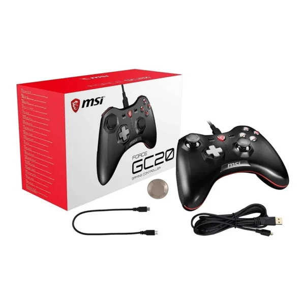 fbe00cbfb82340b14bf6afd111976b0b-hi.jpg MSI Force GC20 Wired Pro Gaming Controller, For PC and Android, Adjustable D-Pad Cover, Dual Vibration Motors, Ergonomic Design, Detachable Cables, Black